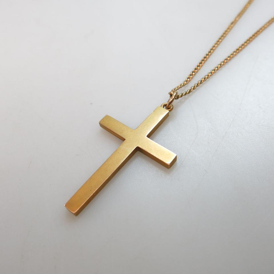 10k Yellow Gold Chain And Cross Pendant