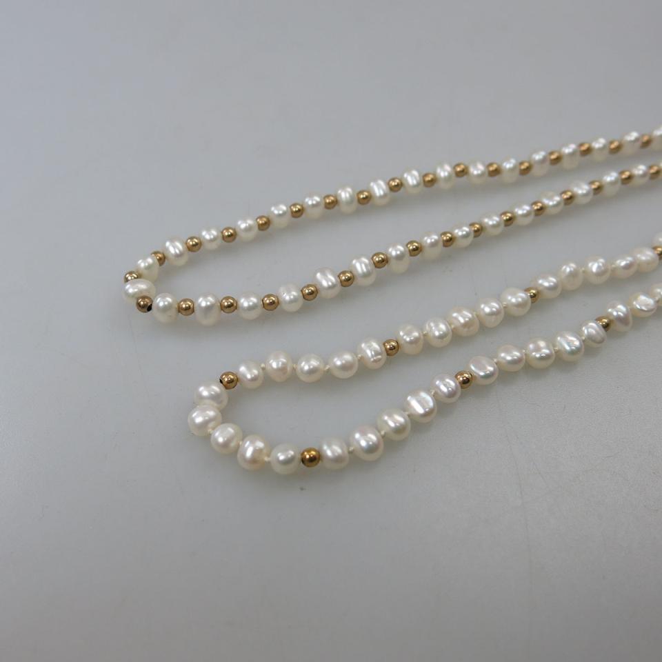 2 Single Strand Freshwater Pearl Necklaces