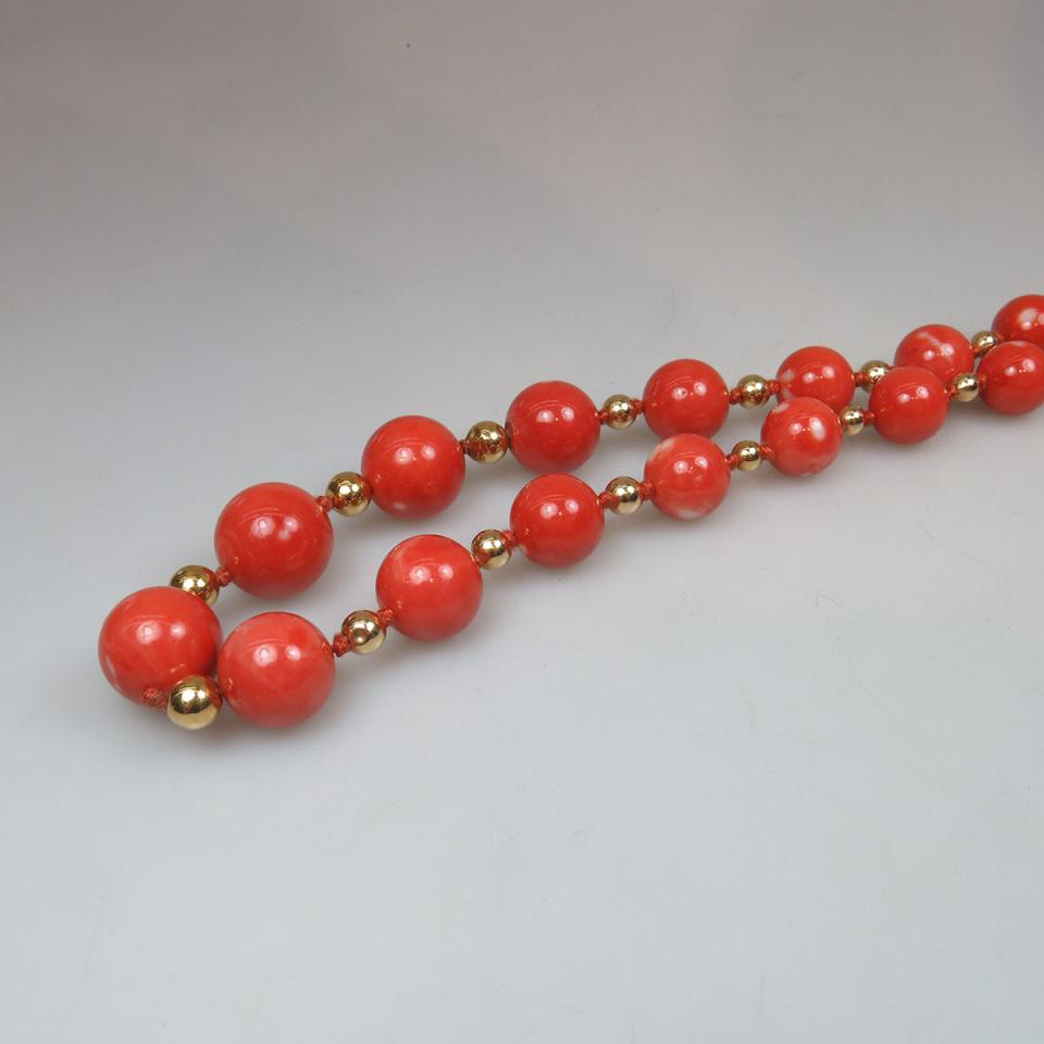 Single Strand Graduated Coral Necklace