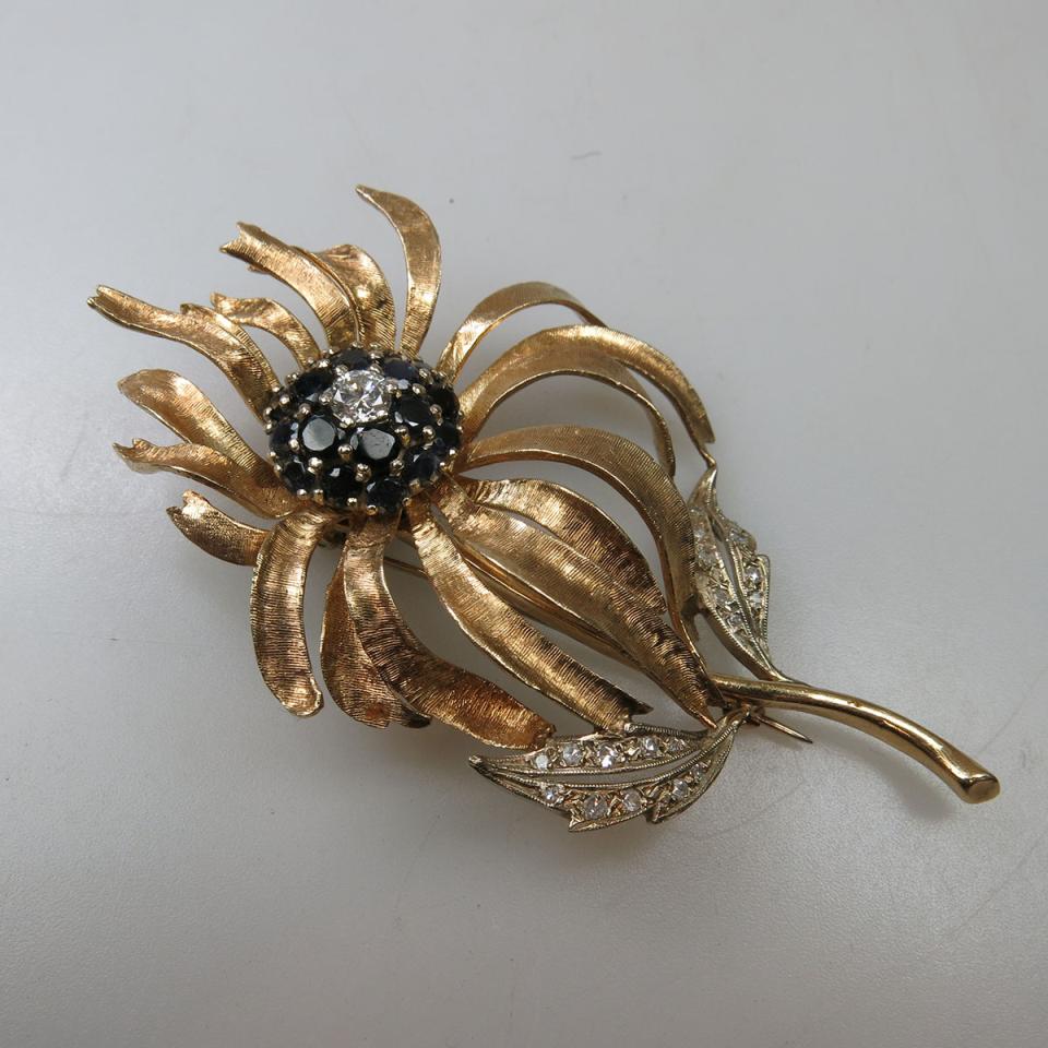 14k Yellow And White Gold Floral Brooch