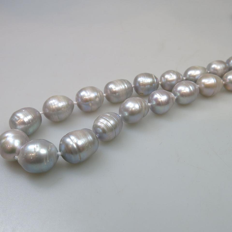 Endless Single Strand Of Silver Freshwater Pearls