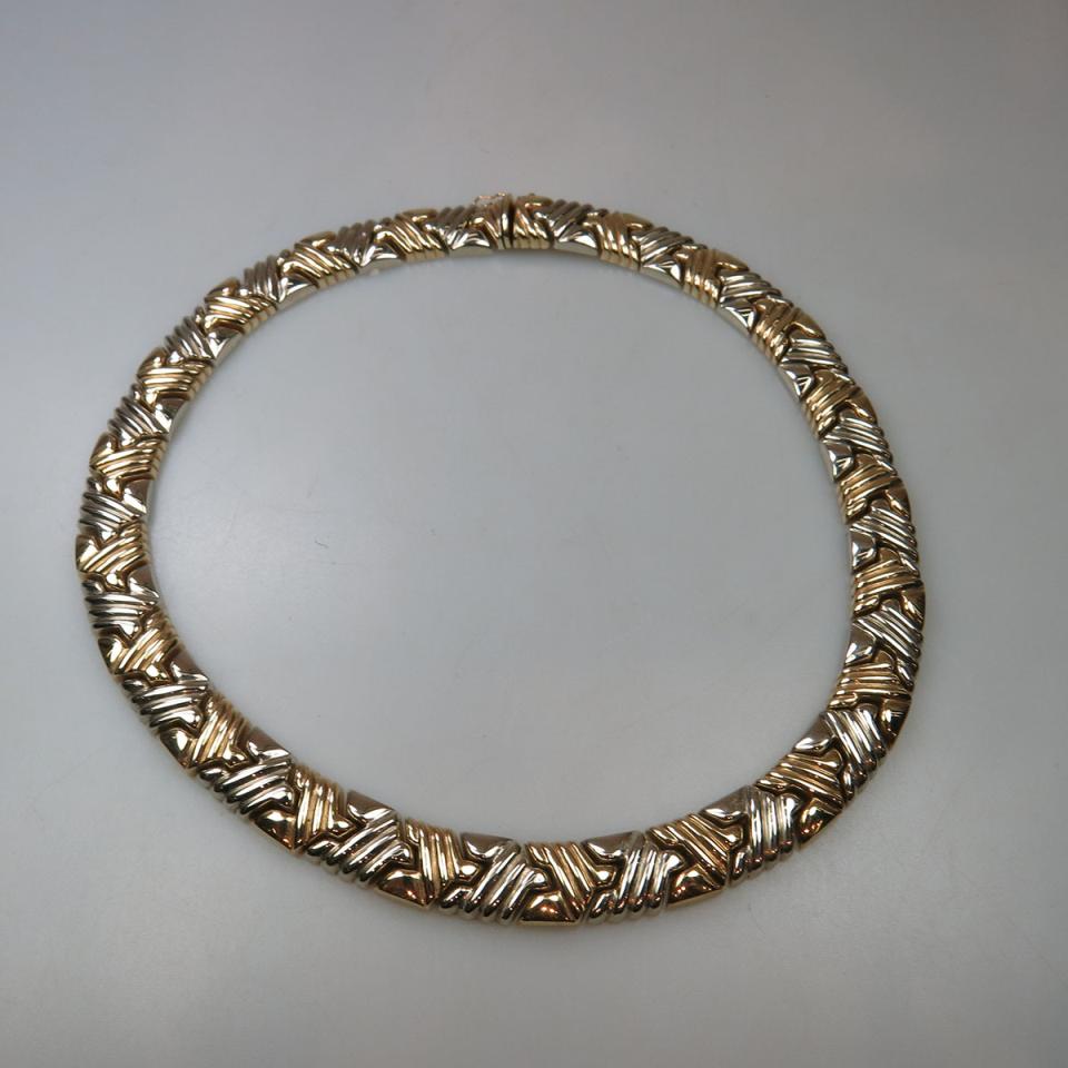 Italian 14k Yellow And White Gold Collar Necklace
