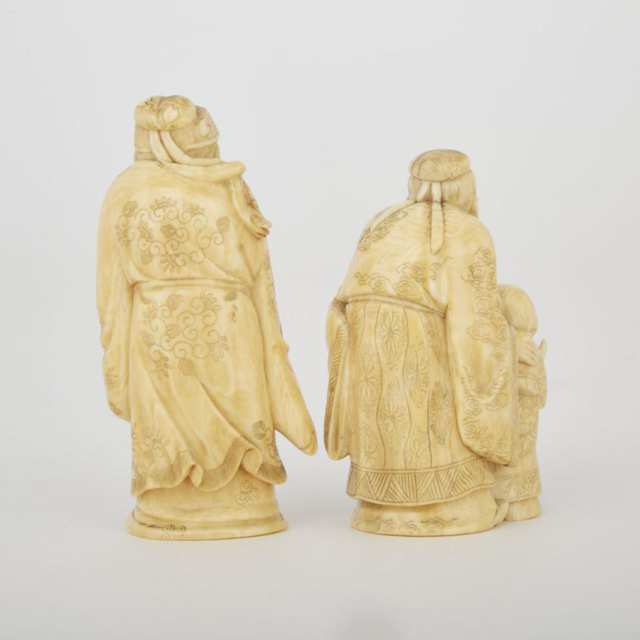 Two Carved Ivory Okimono, Meiji Period