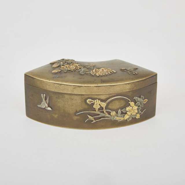 A Finely Cast Mixed Metal Box, Meiji Period