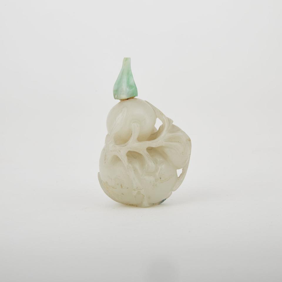 A Pale Celadon Jade ‘Double Gourd’ Snuff Bottle