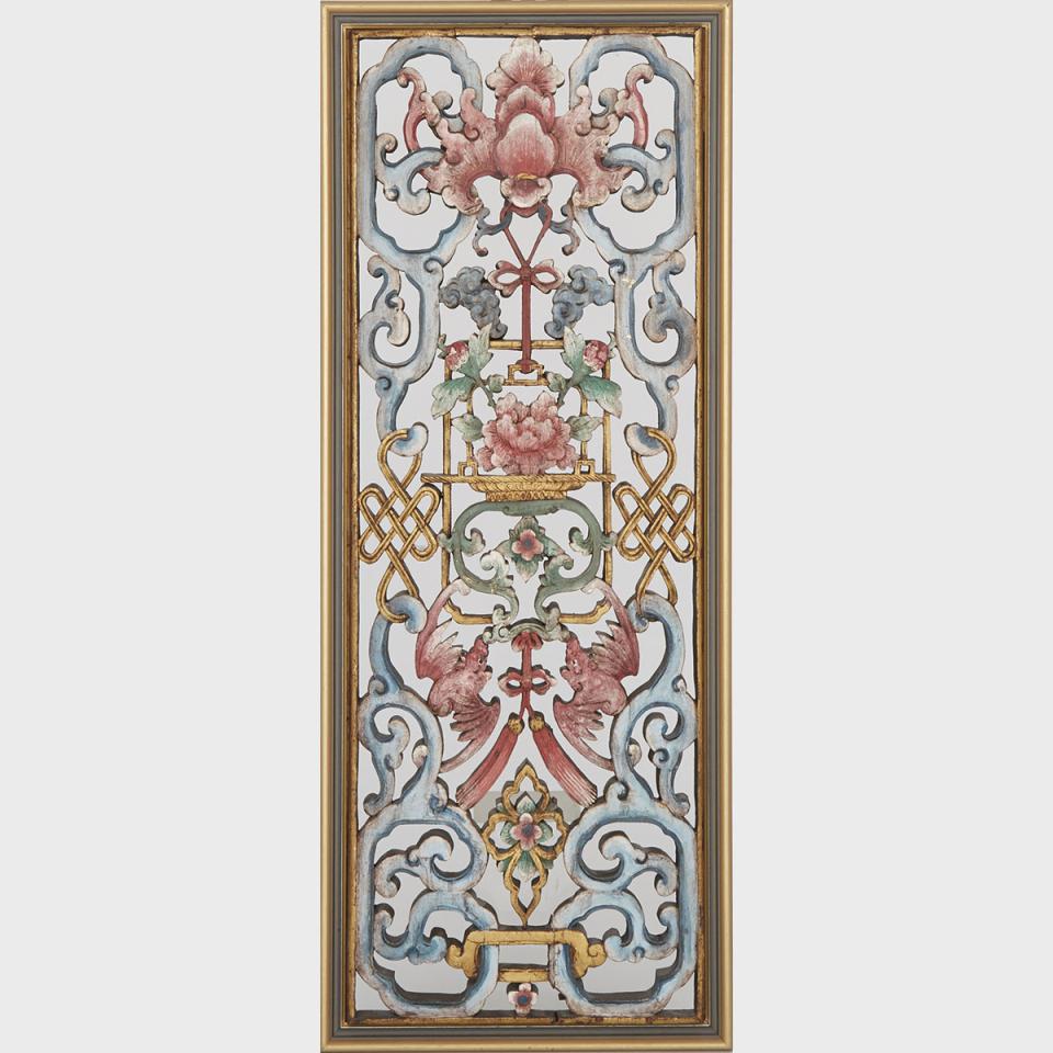 A Bats and Flowers Gilt Wood Panel, 19th Century