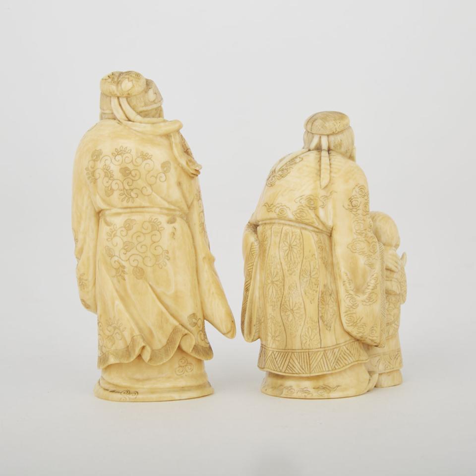 Two Carved Ivory Okimono, Meiji Period