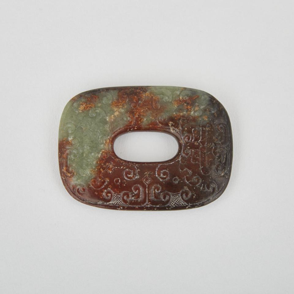 A Russet and Green Jade Bi Disc, Song to Ming Dynasty