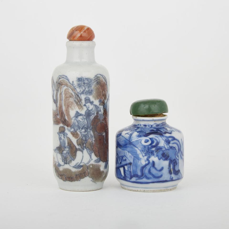 Two Porcelain Figural Snuff Bottles, 19th Century