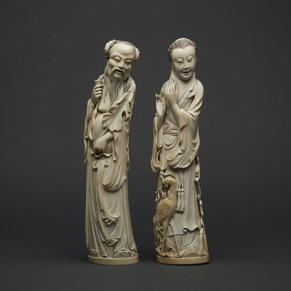 Two Ivory Immortals, Late 19th/ Early 20th Century