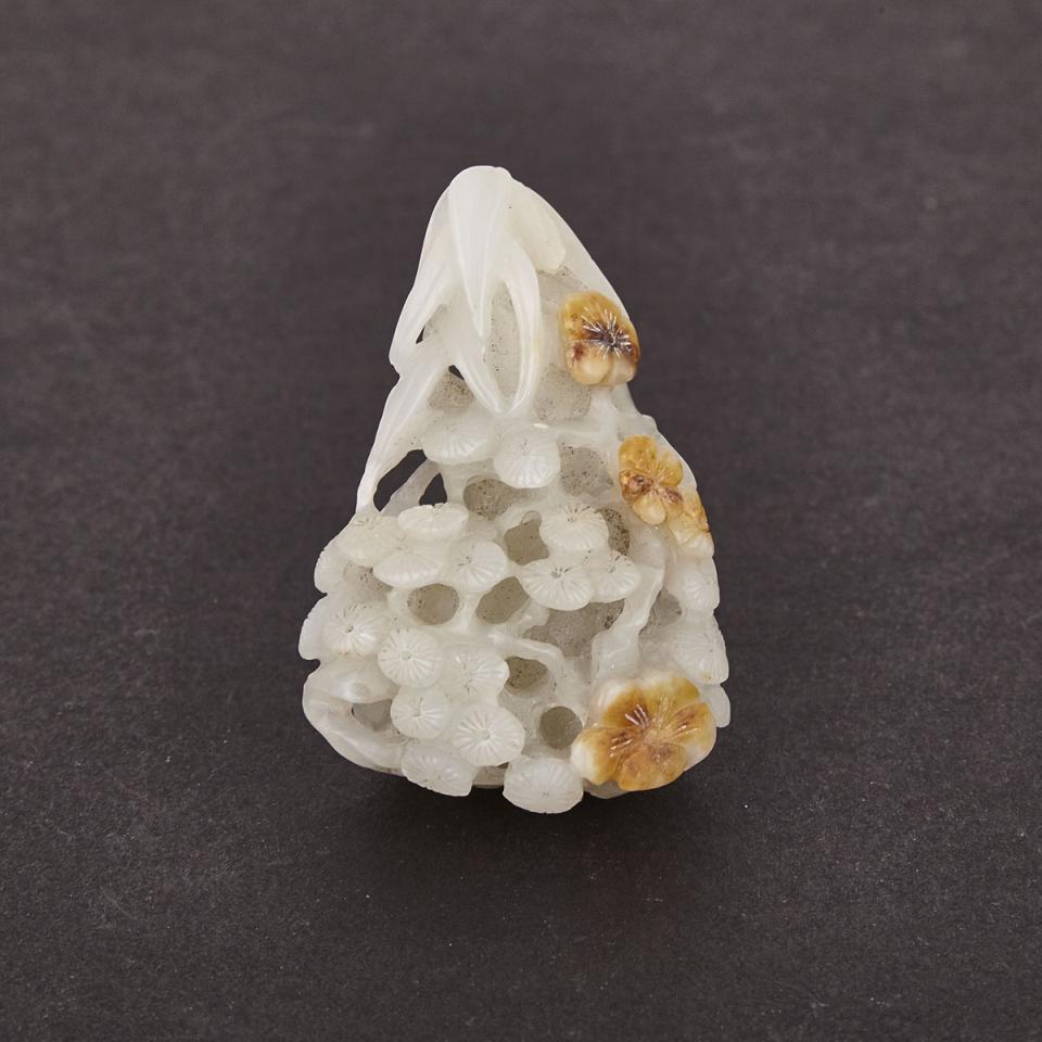 A Carved White Jade with ‘Three Friends’ of Winter, 19th Century
