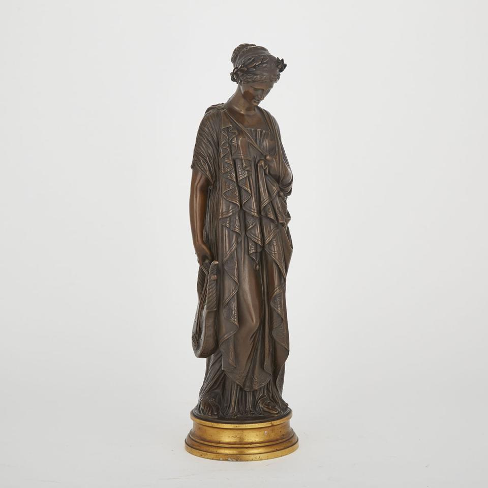 French Patinated Bronze Figure of Sappho, Jean-Baptiste Clesinger (French, 1814-1883)