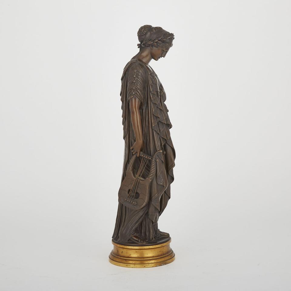 French Patinated Bronze Figure of Sappho, Jean-Baptiste Clesinger (French, 1814-1883)