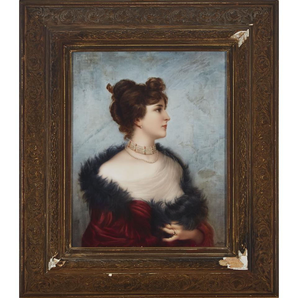 Berlin Rectangular Portrait Plaque of a Lady, late 19th century 