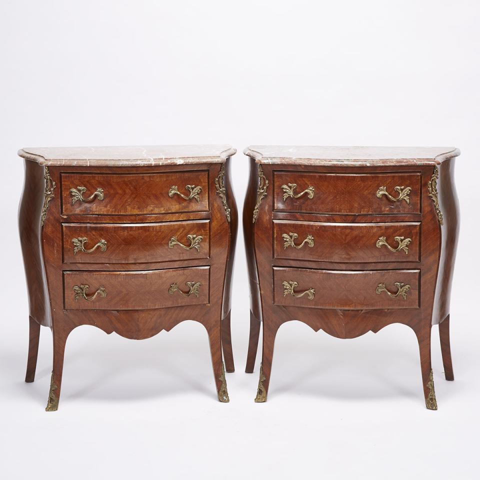 Pair of Louis XV Style Ormolu Mounted Mahogany Bedside Commodes, c.1900