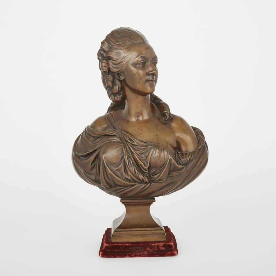 French Bronze Bust of Madame du Barry, After the Model by Panjou du Roy, 19th century