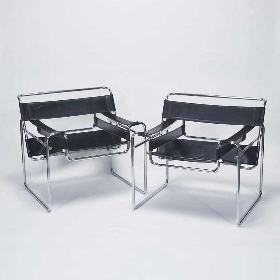 Pair of Marcel Breuer Modle #3 Wassily Chairs, for Gavina, Italia