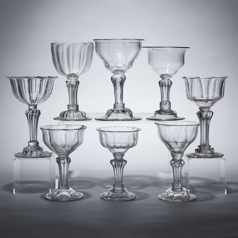 Eight English Sweetmeat Glasses, mid-18th century