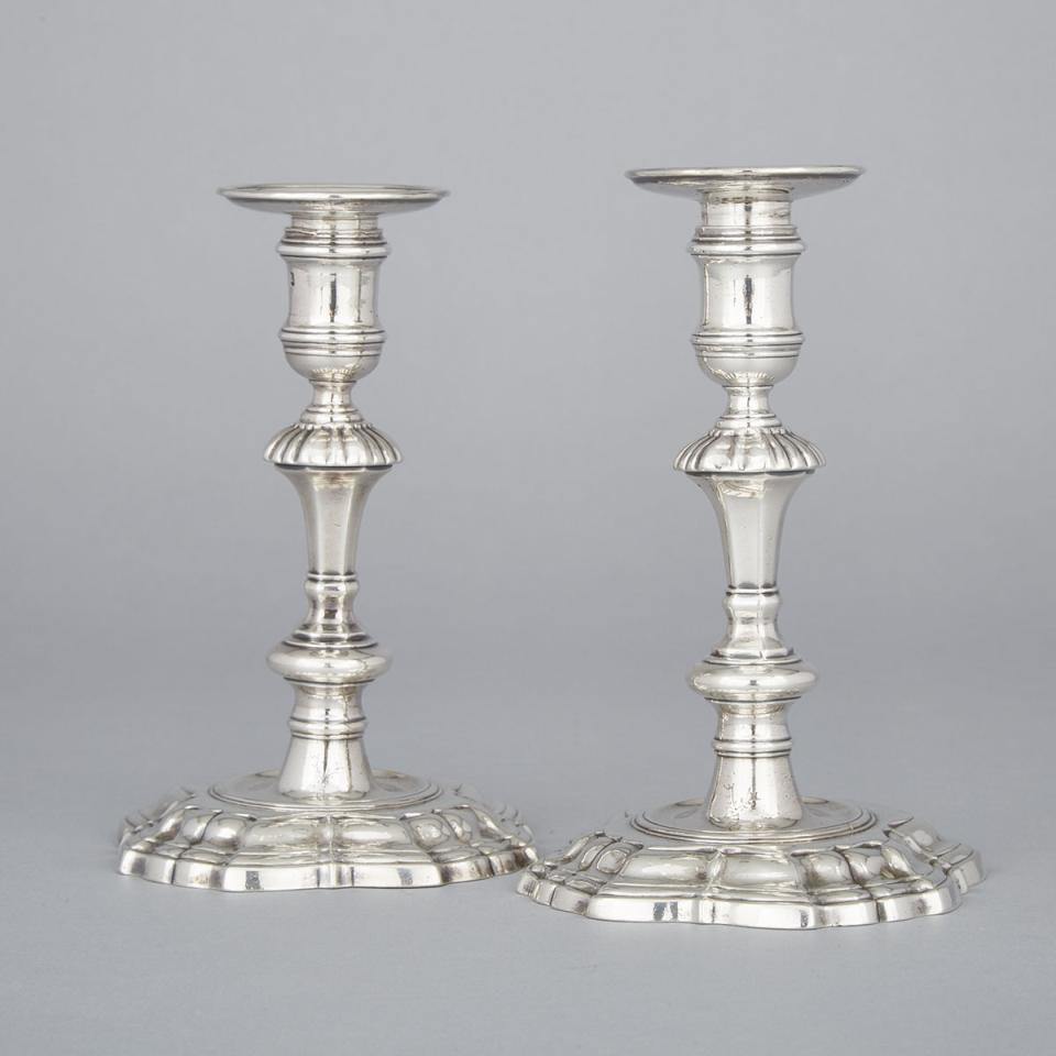 Pair of George II Silver Candlesticks, Francis Pages, London, 1736