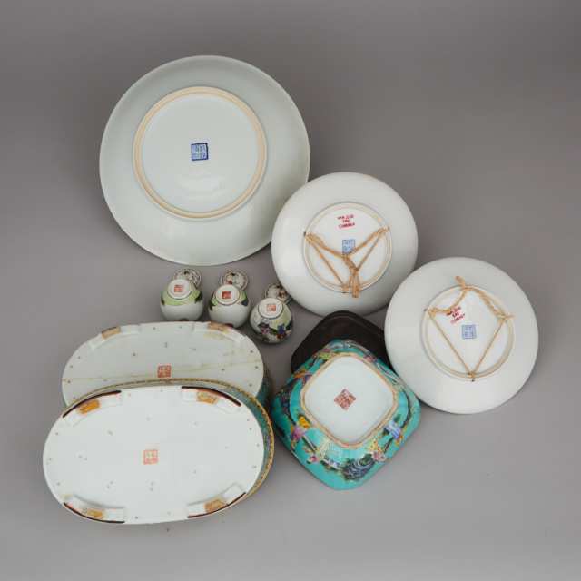 A Group of Nine Famille Rose Wares, 20th Century