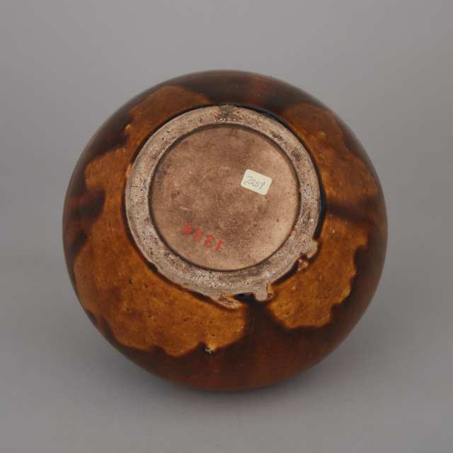 A Large Ovoid Form Brown Glazed Jar