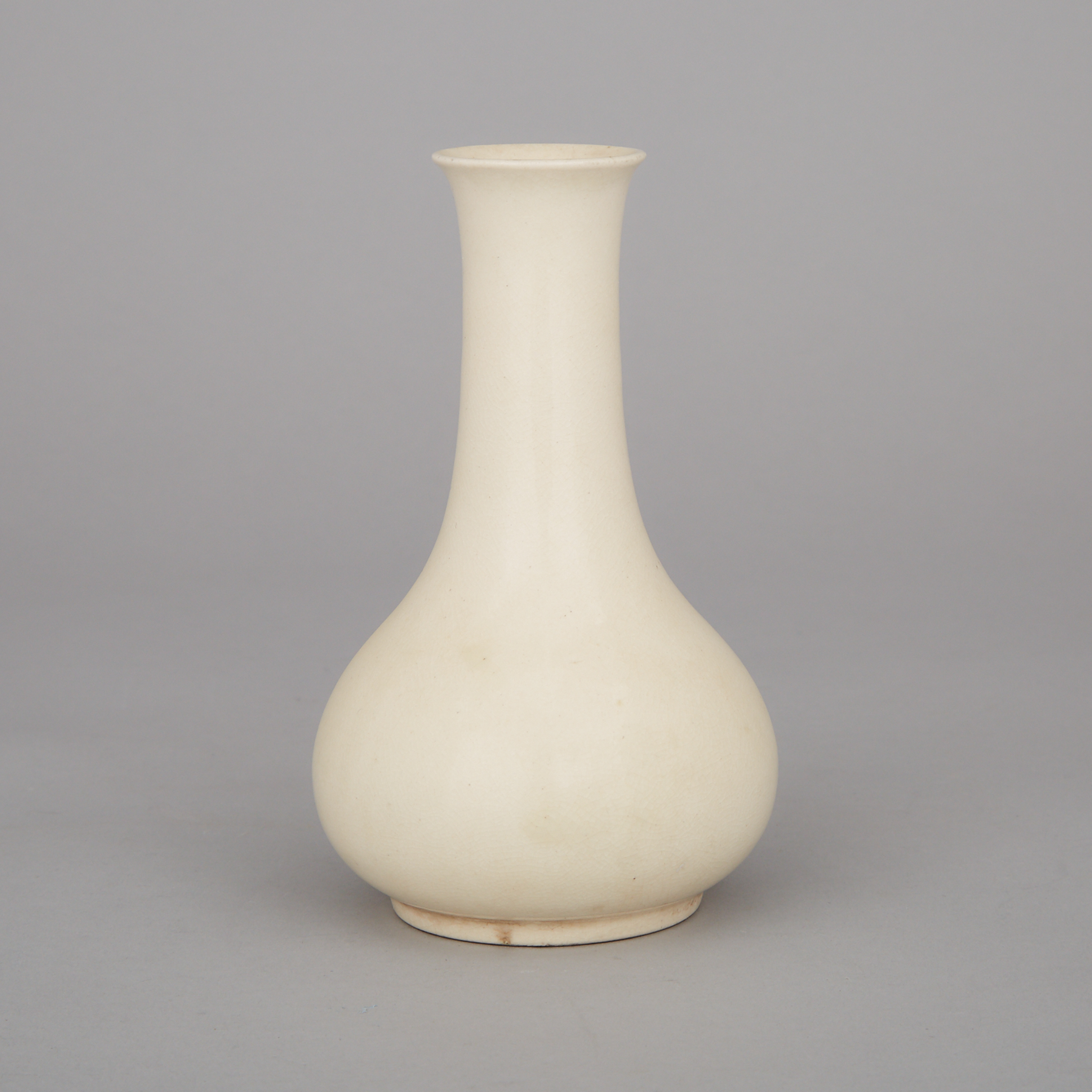 A White Glazed Ovoid-Form Crackle Ground Vase