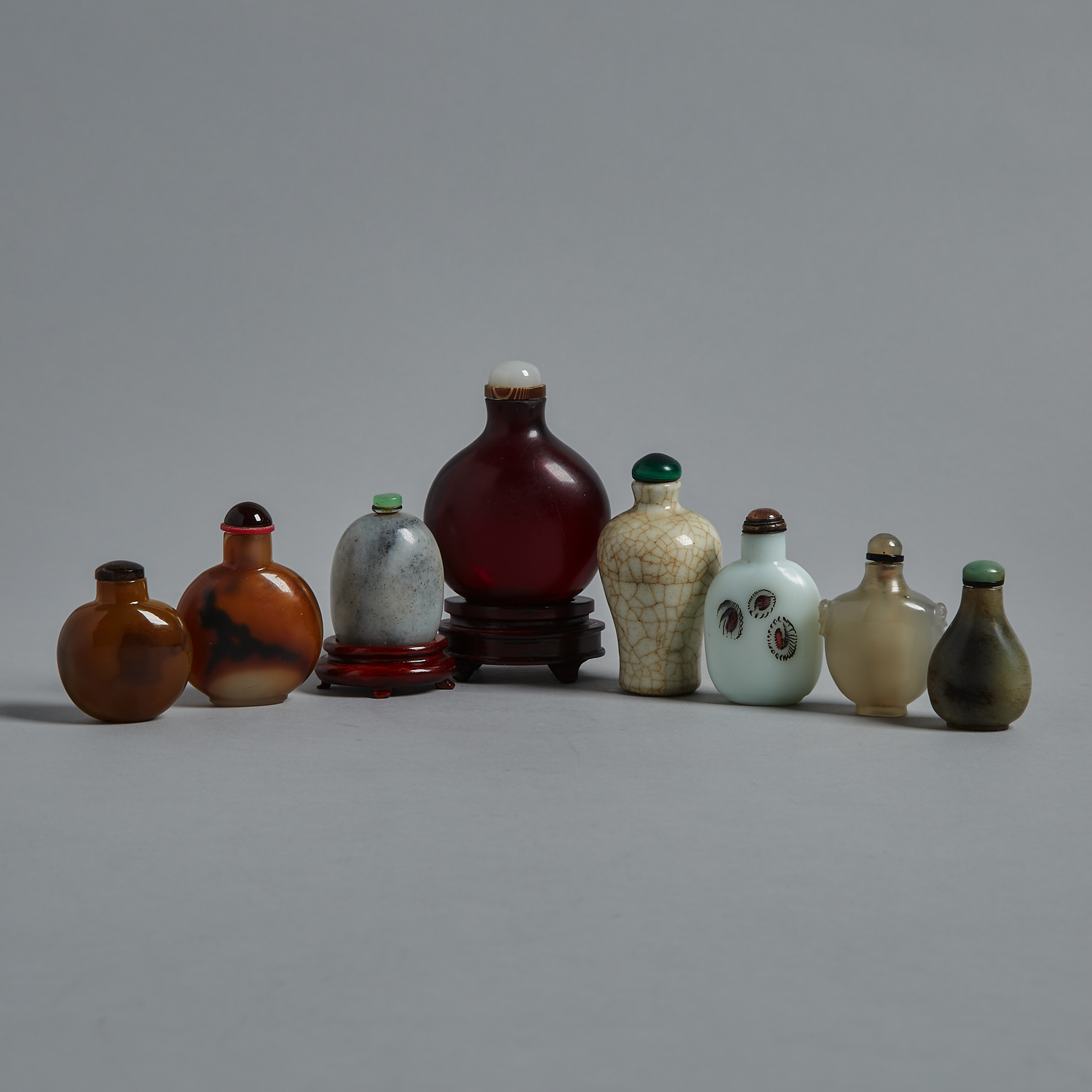 A Group of Eight Snuff Bottles