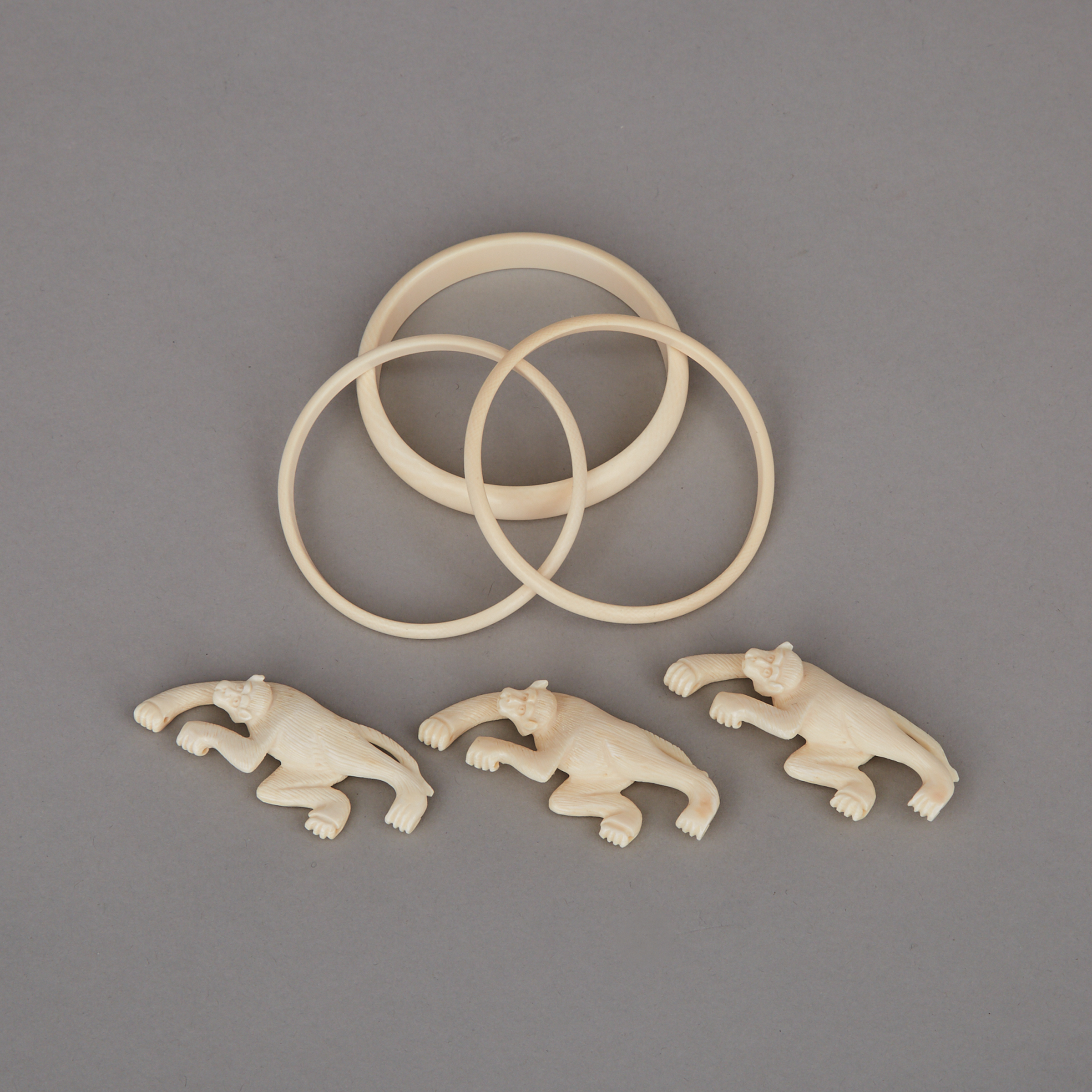 A Set of Three Ivory Bangles, Circa 1940