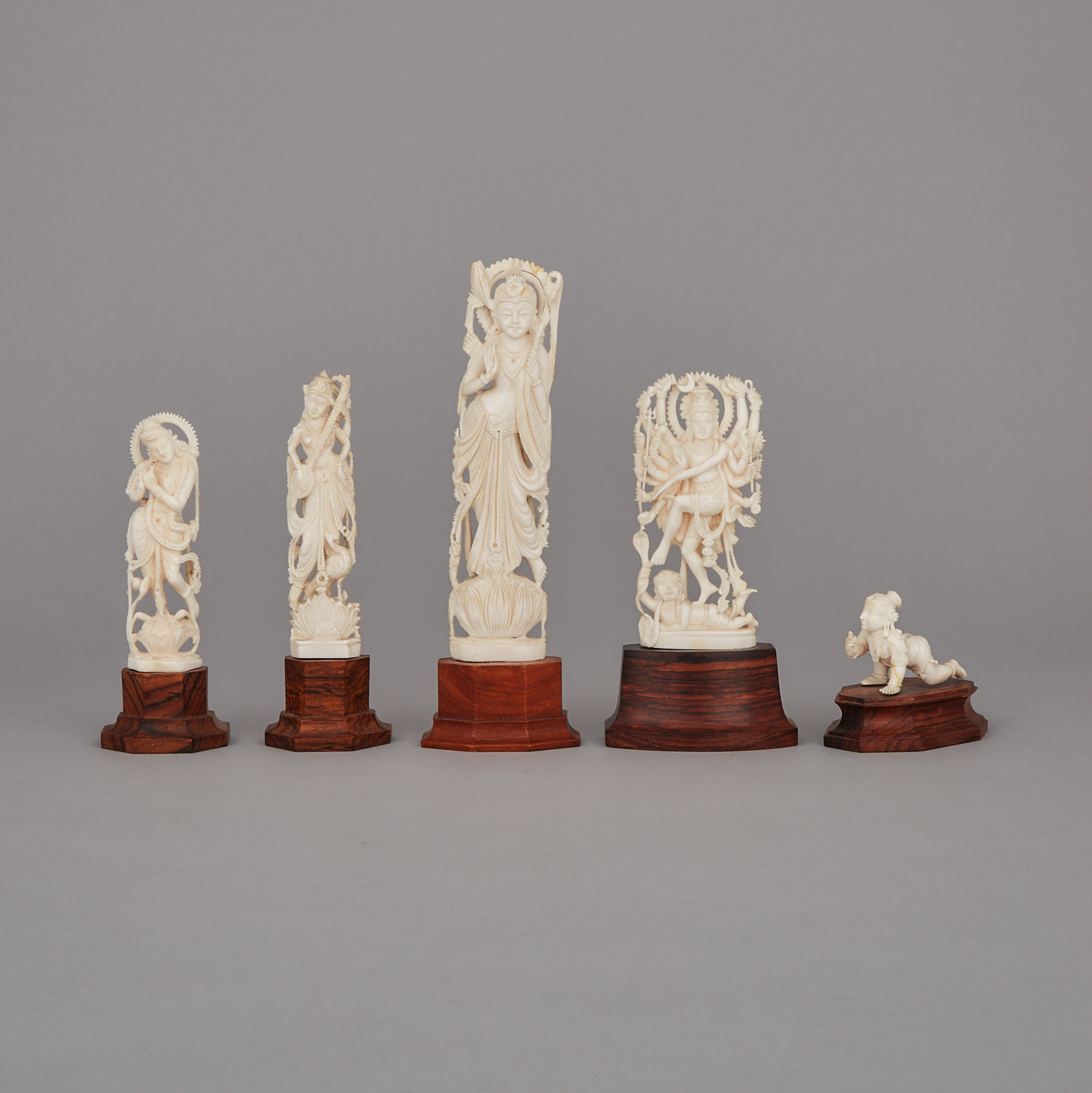 A Group of Five Indian Ivory Carvings