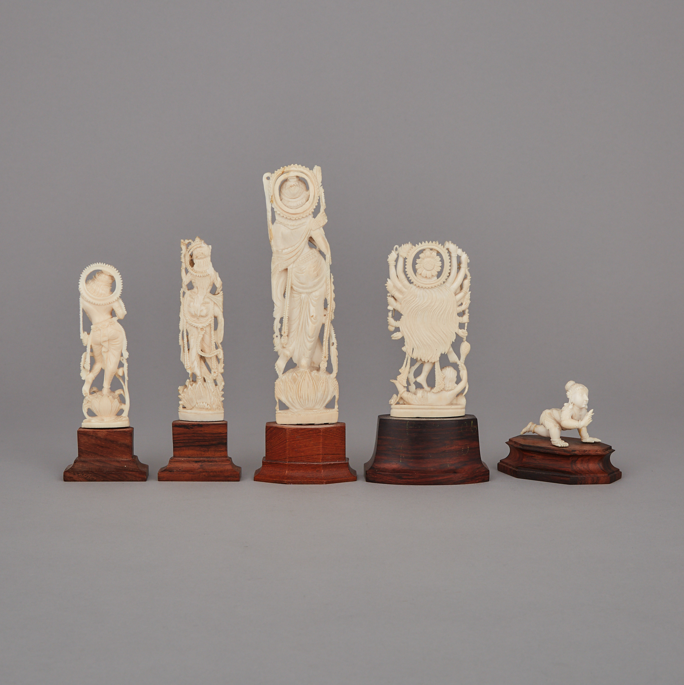 A Group of Five Indian Ivory Carvings