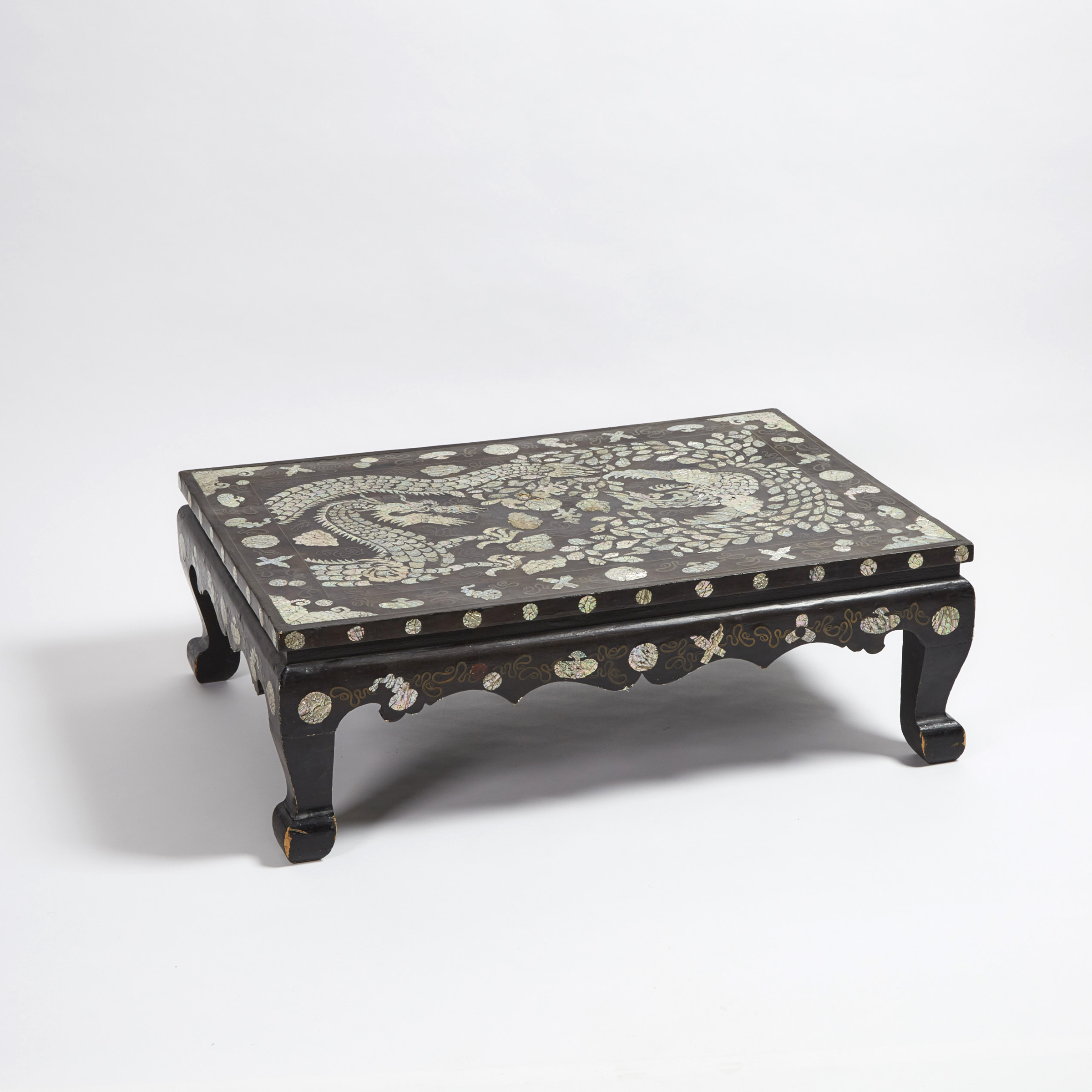 A Korean Mother-of-Pearl and Wire Inlaid Lacquer Table