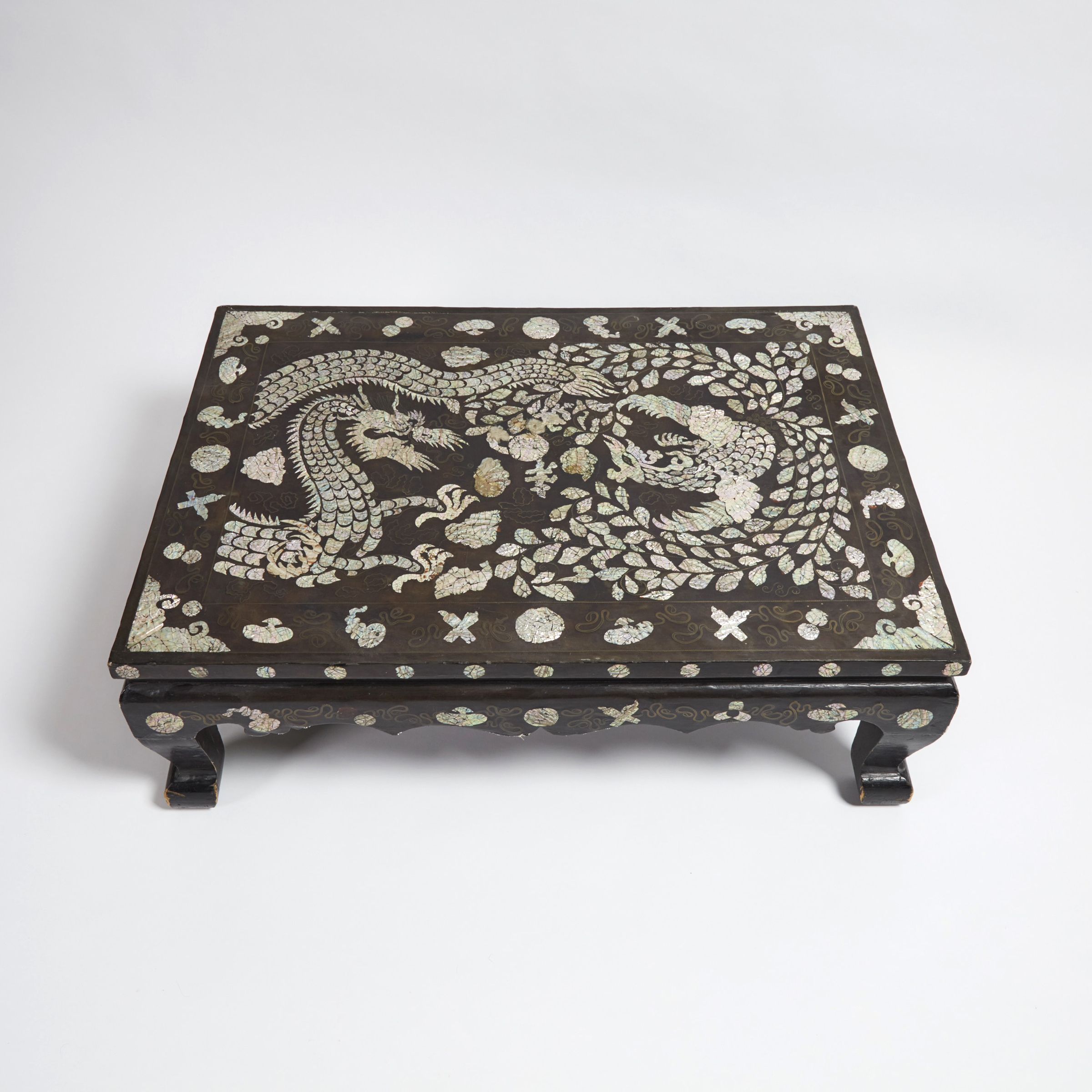 A Korean Mother-of-Pearl and Wire Inlaid Lacquer Table