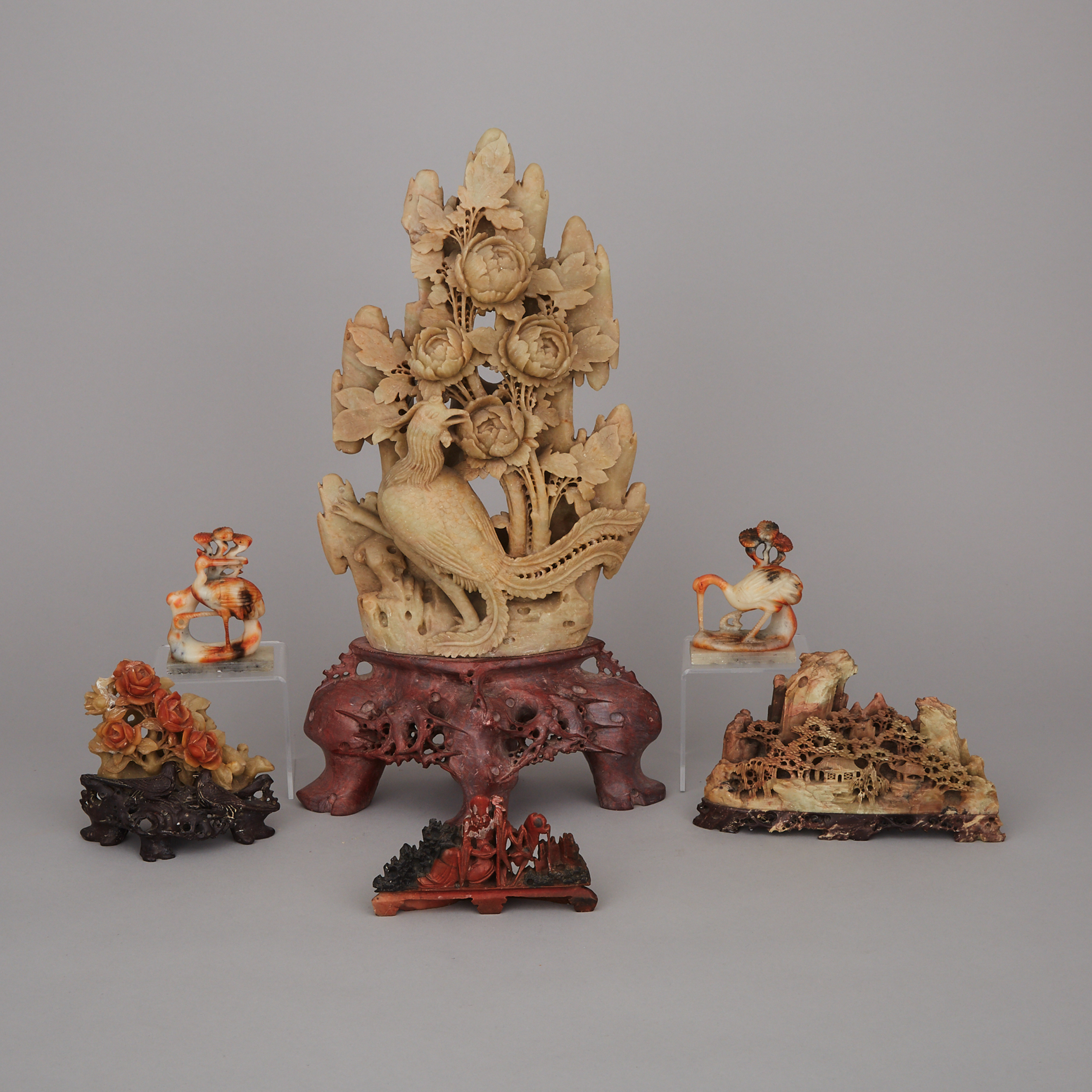 A Group of Six Soapstone Carvings