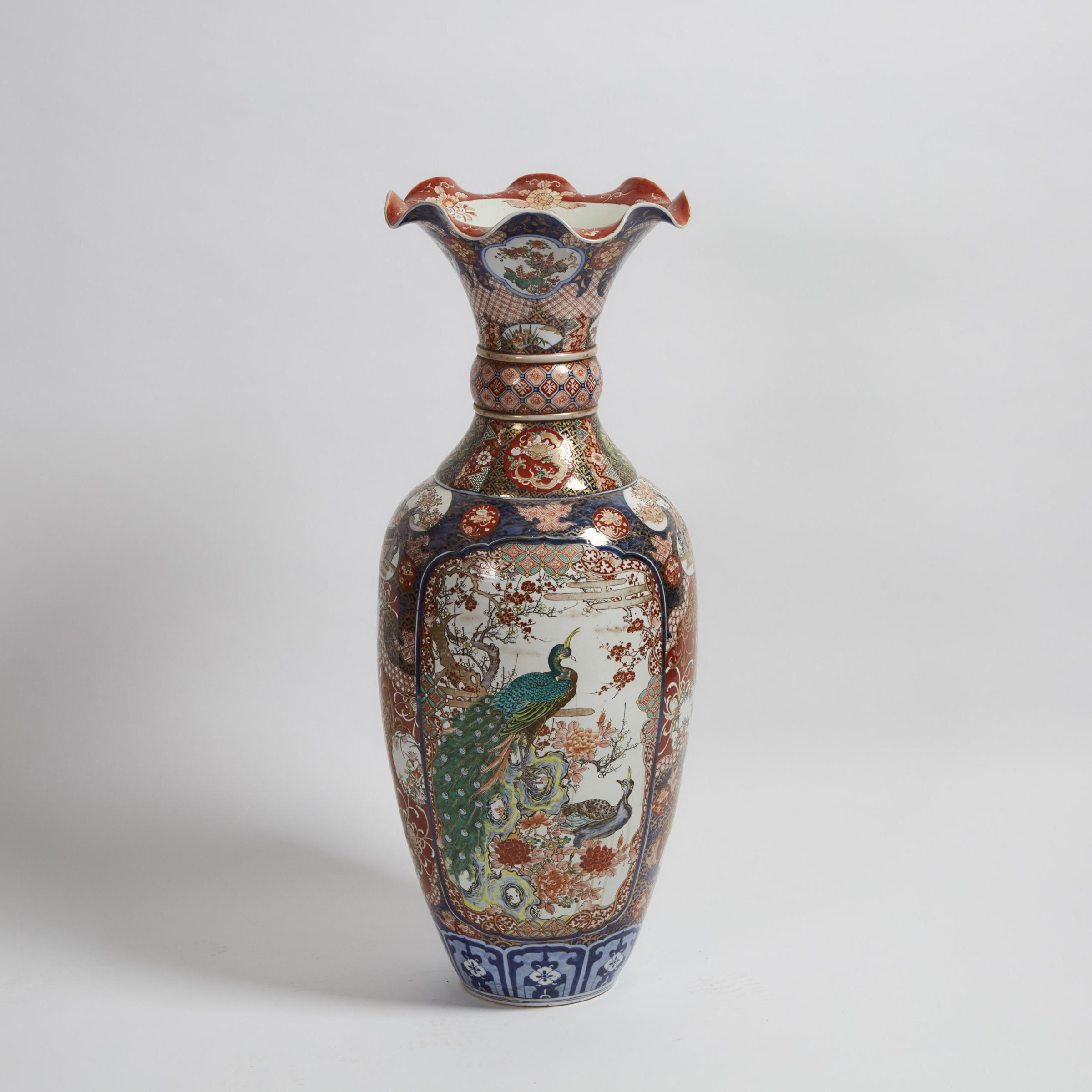 A Massive Imari Floral Rimmed Floor Vase, 19th Century
