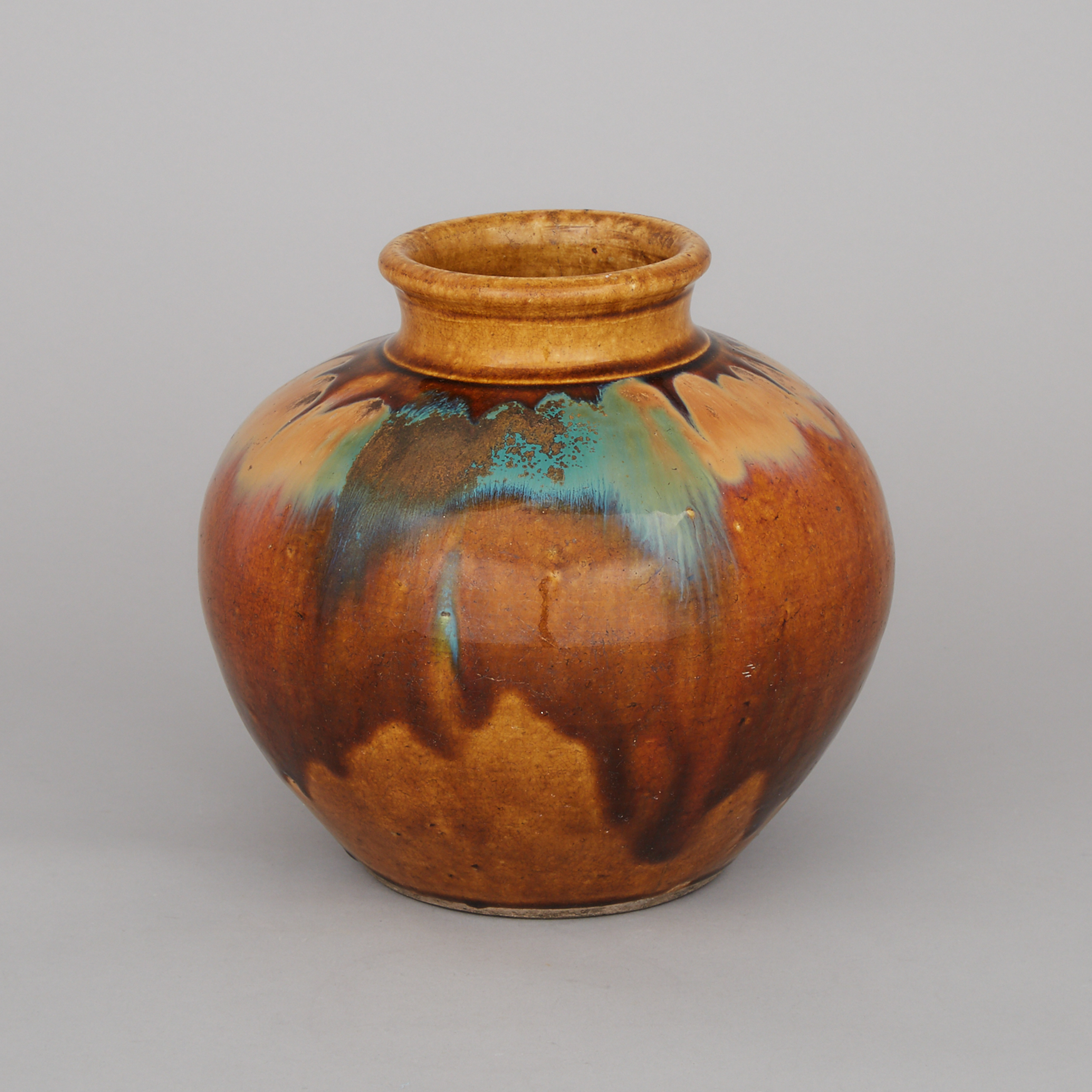 A Large Ovoid Form Brown Glazed Jar