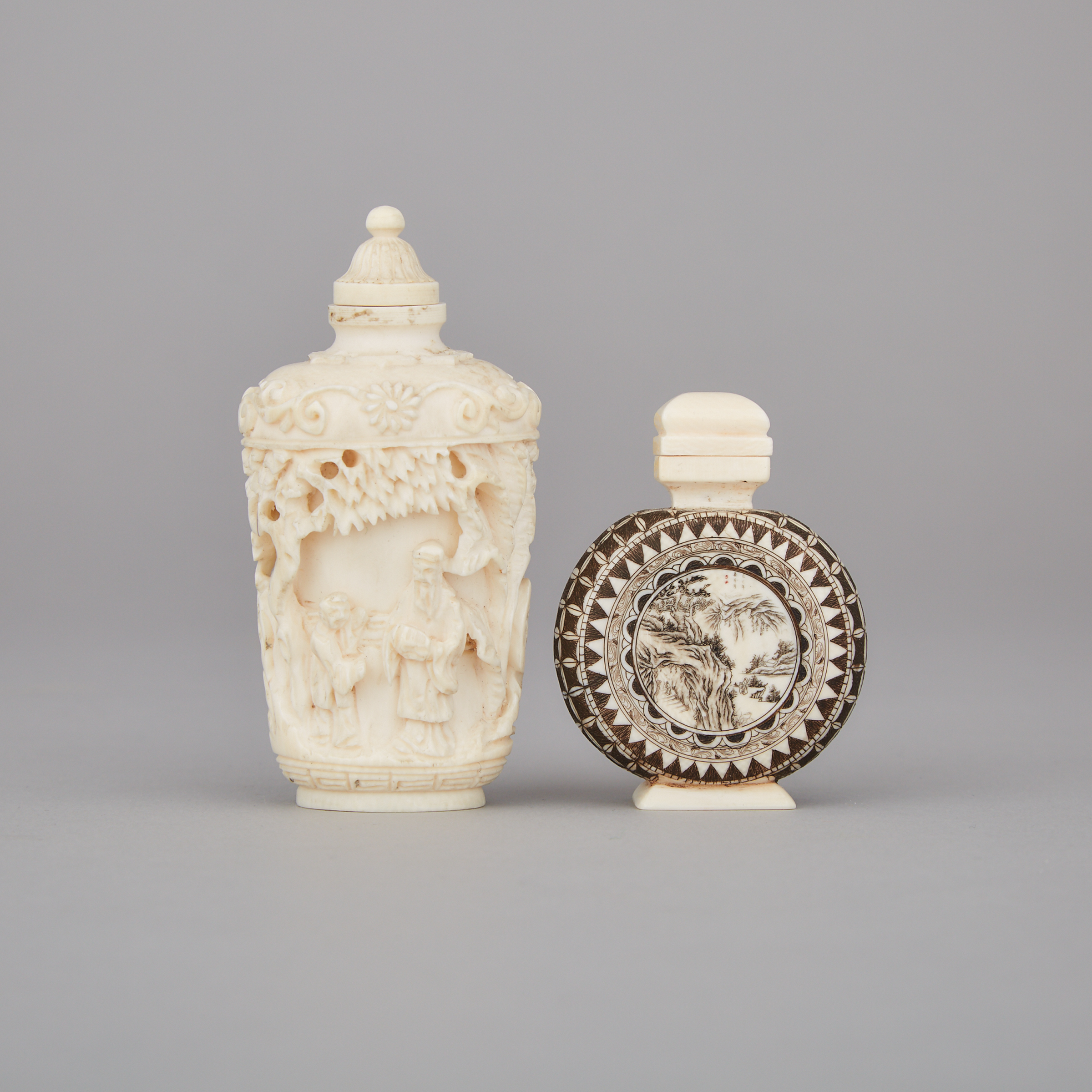 Two Ivory Snuff Bottles, Early 20th Century