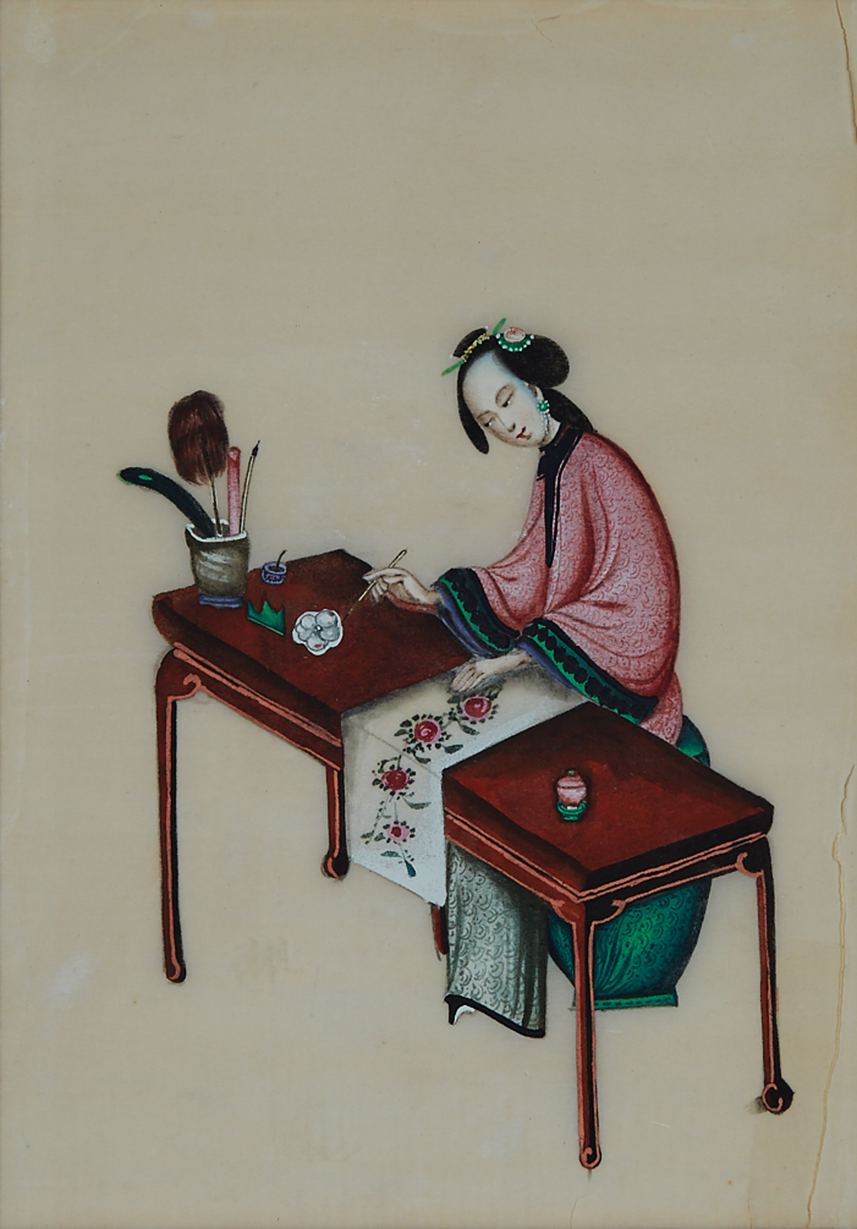 A Group of Three Chinese Export Pith Paintings, Early 20th Century