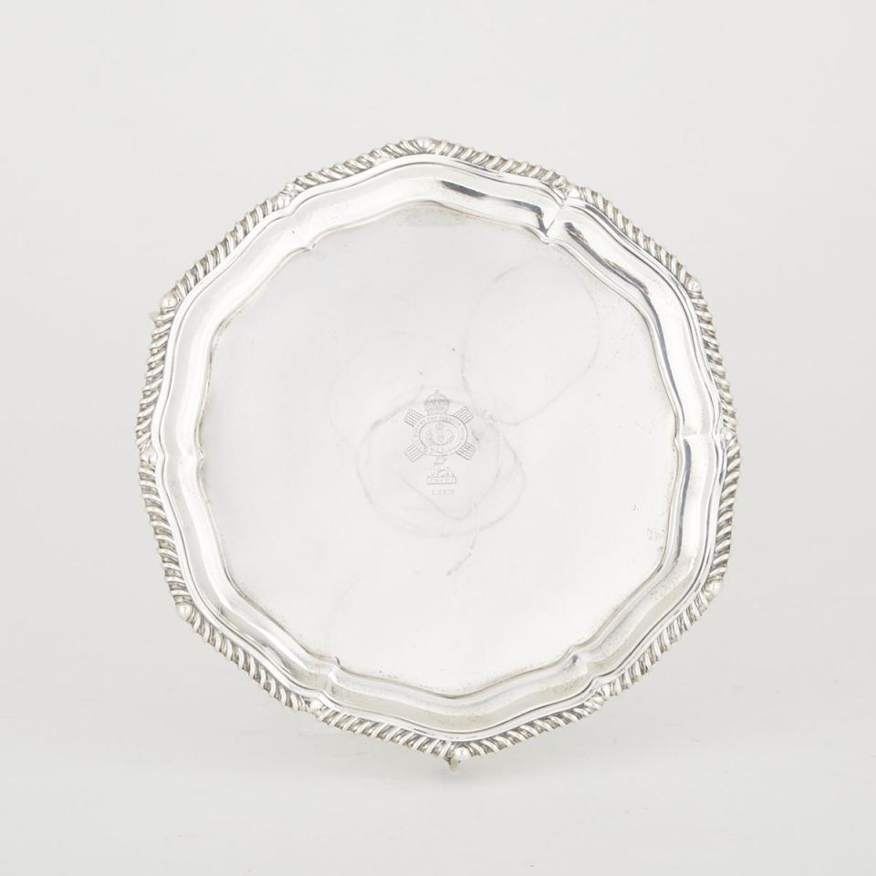 Late Victorian Silver Shaped Circular Salver, Joseph Edward Sydenham, Sheffield, 1895