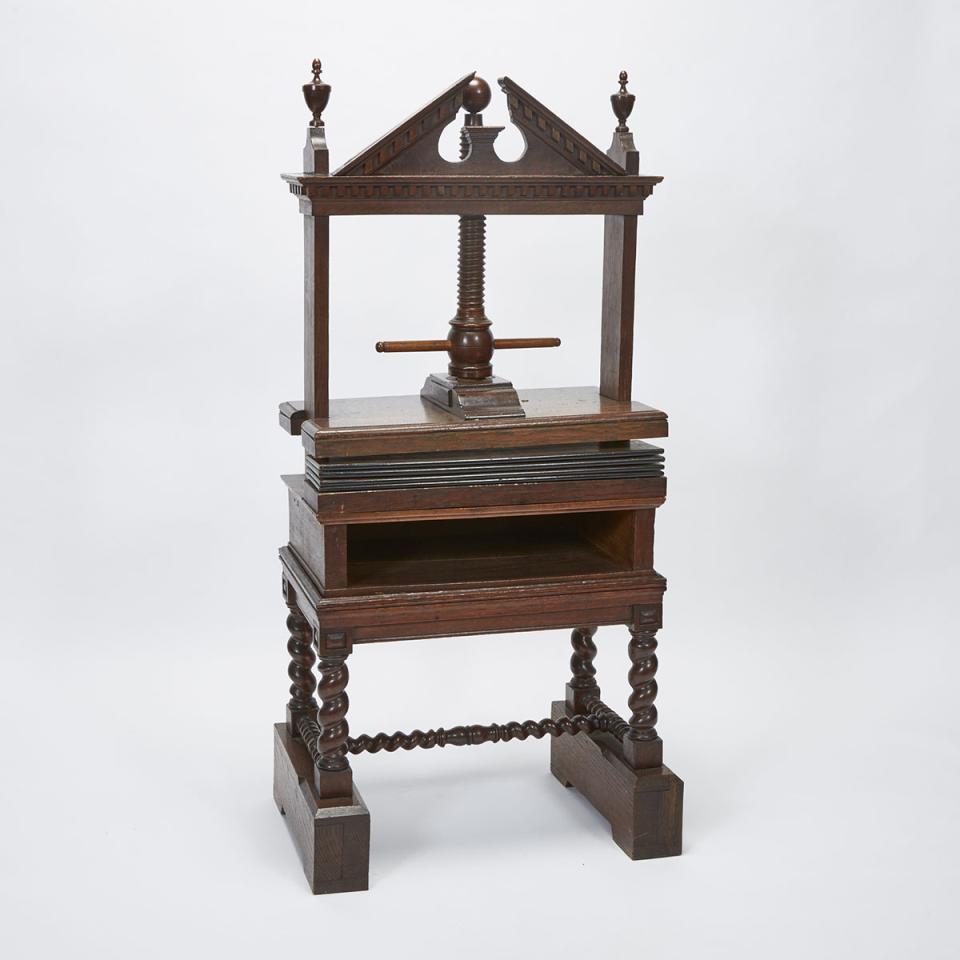 Large Regency Oak Book Press on Stand, early 19th century