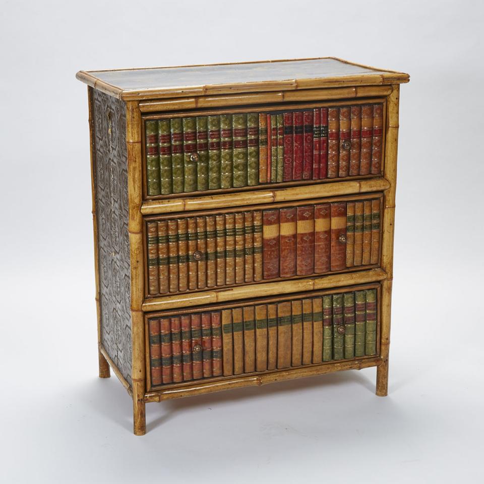 Bamboo Bookcase Form Chest of Drawers, mid 20th century