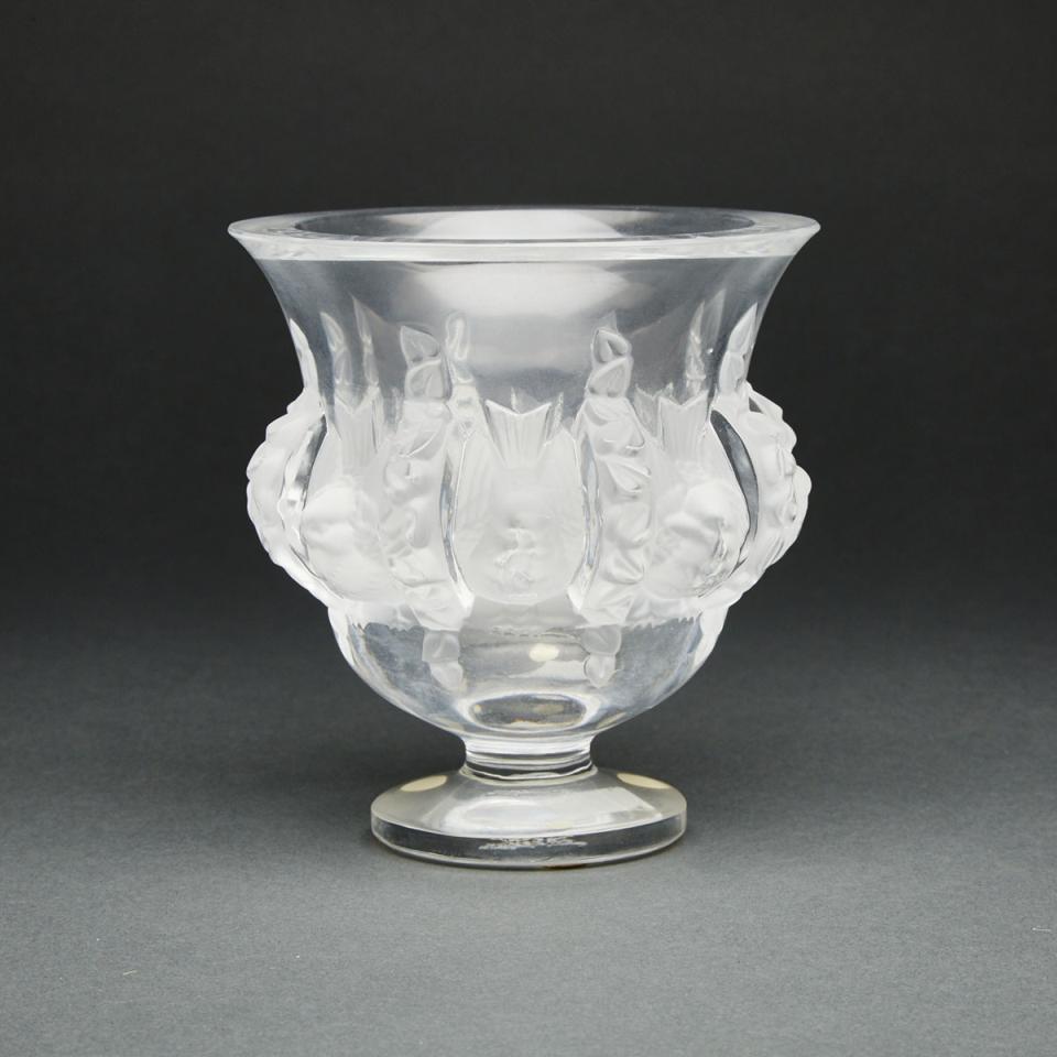 ‘Dampierre’, Lalique Moulded and Partly Frosted Glass Vase, post-1978