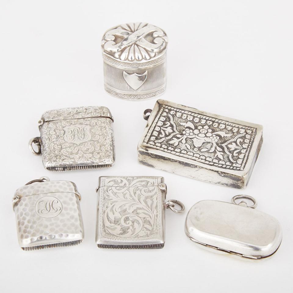 Six Various Silver Boxes, late 19th/ early 20th century