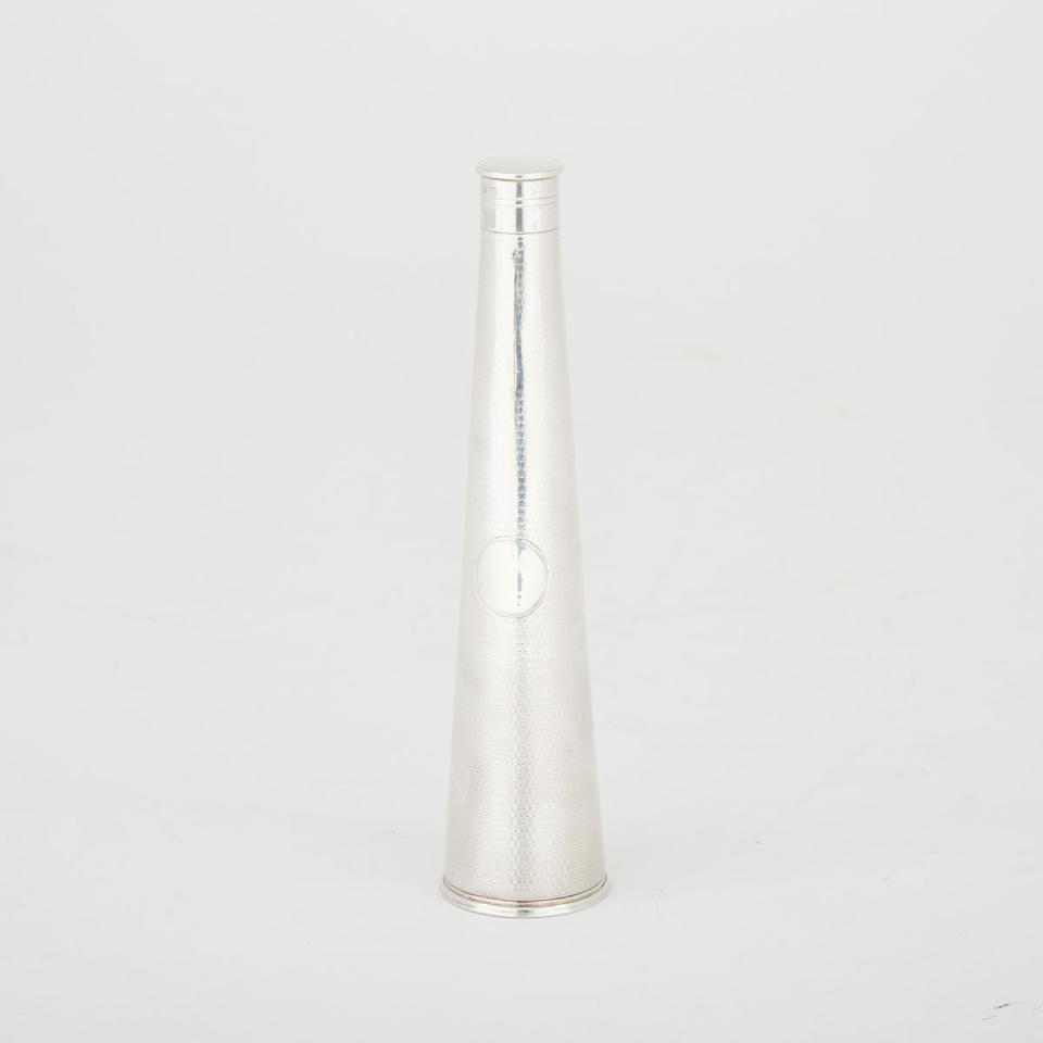 Victorian Silver Horn Shaped Sherry Flask, George Unite, Birmingham, 1847