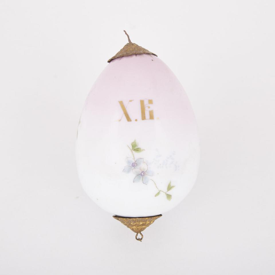 Russian Porcelain Floral Decorated Easter Egg, c.1900