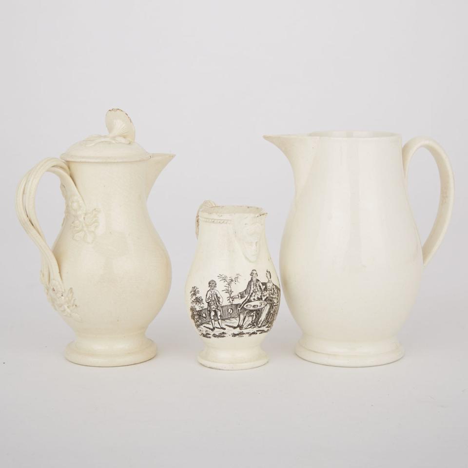 Three English Creamware Small Jugs, late 18th century