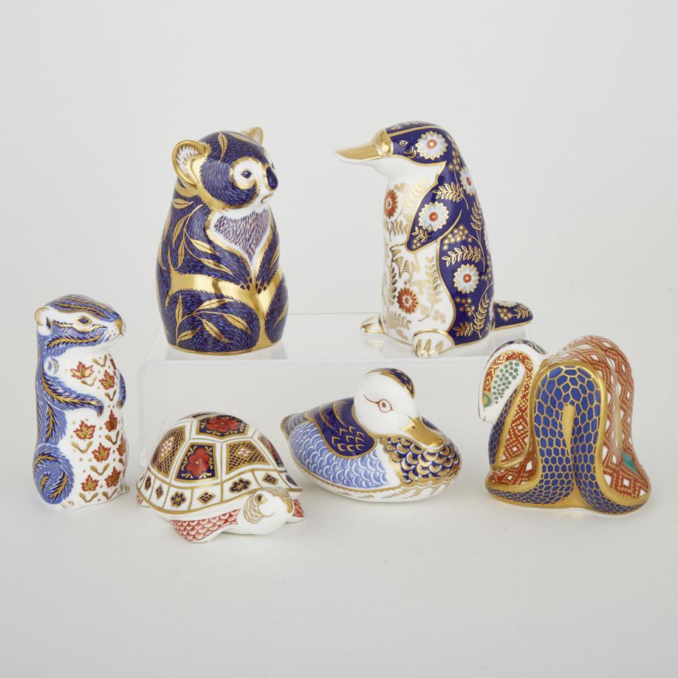Six Various Royal Crown Derby Animals and Birds, 20th century