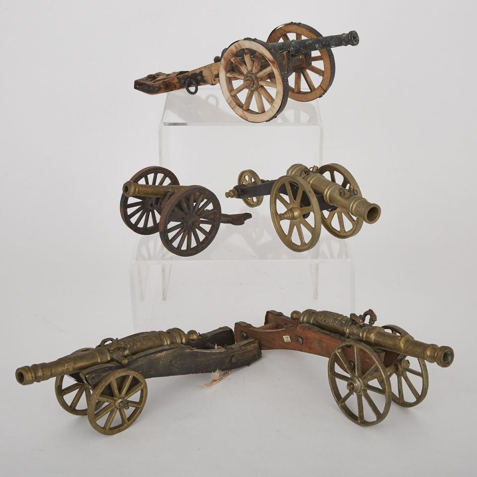 Five Brass Models of Field Cannons, 20th century