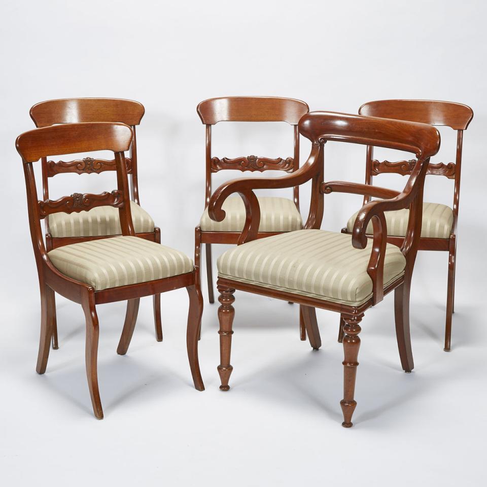 Five Victorian Dining Chairs, mid 19th century