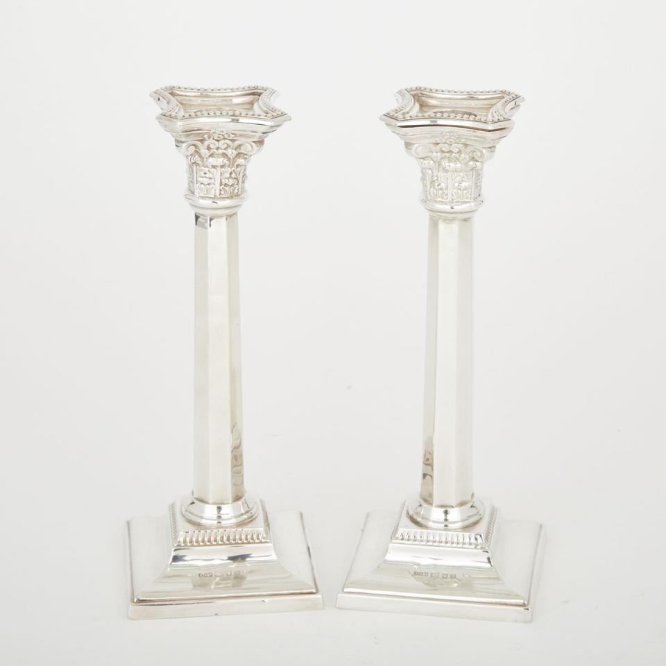 Pair of English Silver Table Candlesticks, A. Taite & Sons, London, 1956 