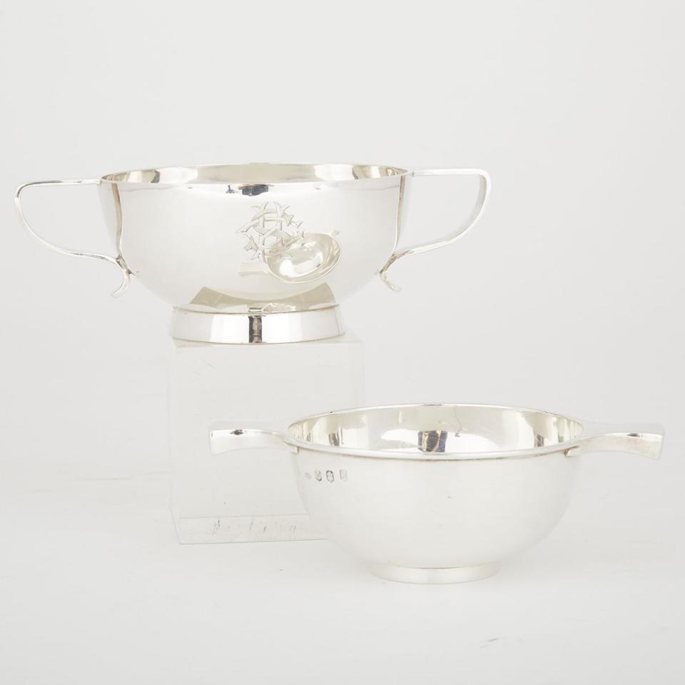 Edwardian Scottish Silver Two-Handled Bowl and a Quaich, Hamilton & Inches and Brook & Son, Edinburgh, 1909/21